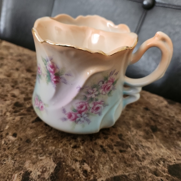 Brandenburg Other - Brandenburg Gilded Porcelain Moustache or Shaving Mug GOLD W/PINK ROSES EUC